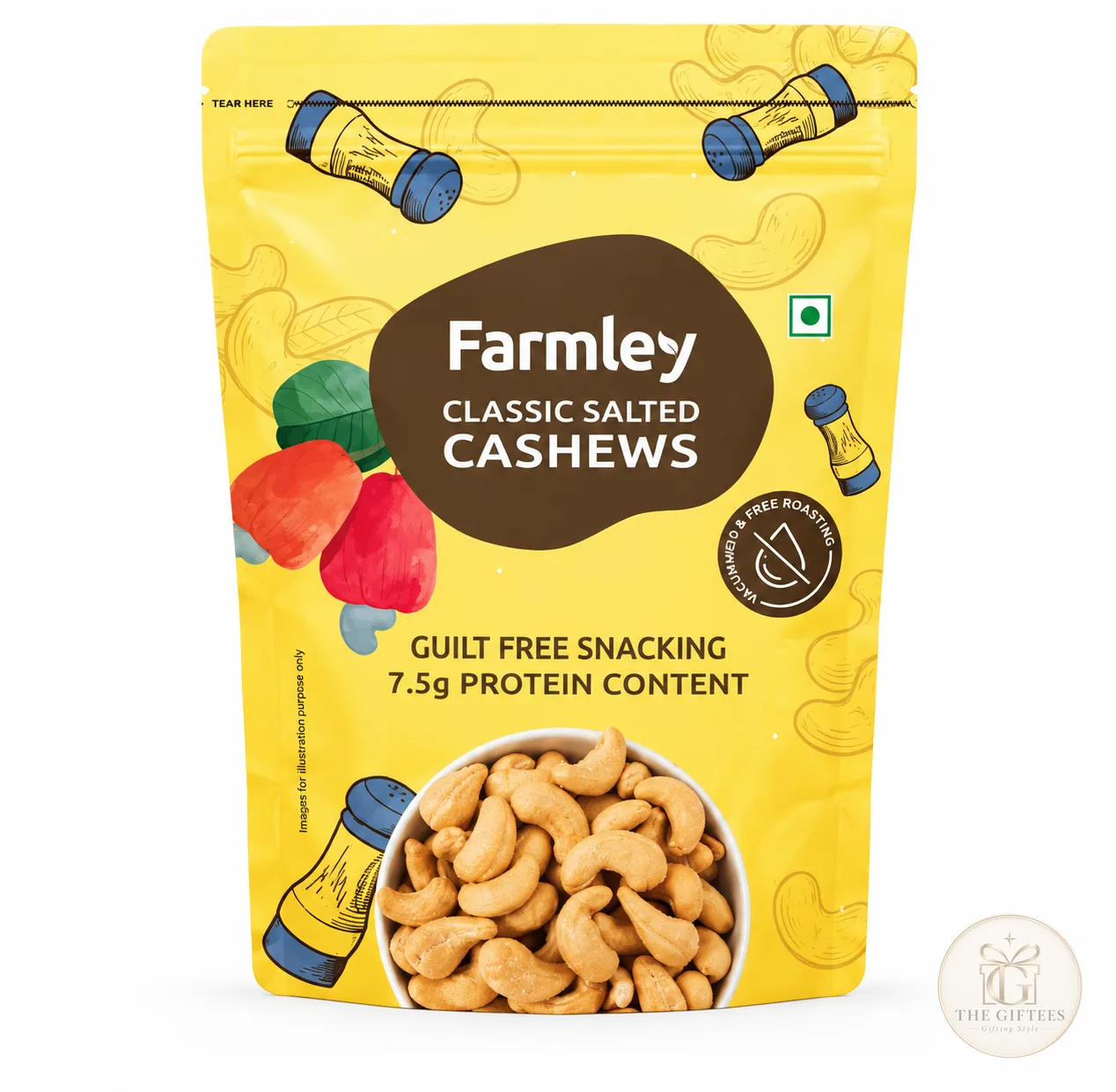 Pouch of Farmley classic salted cashews