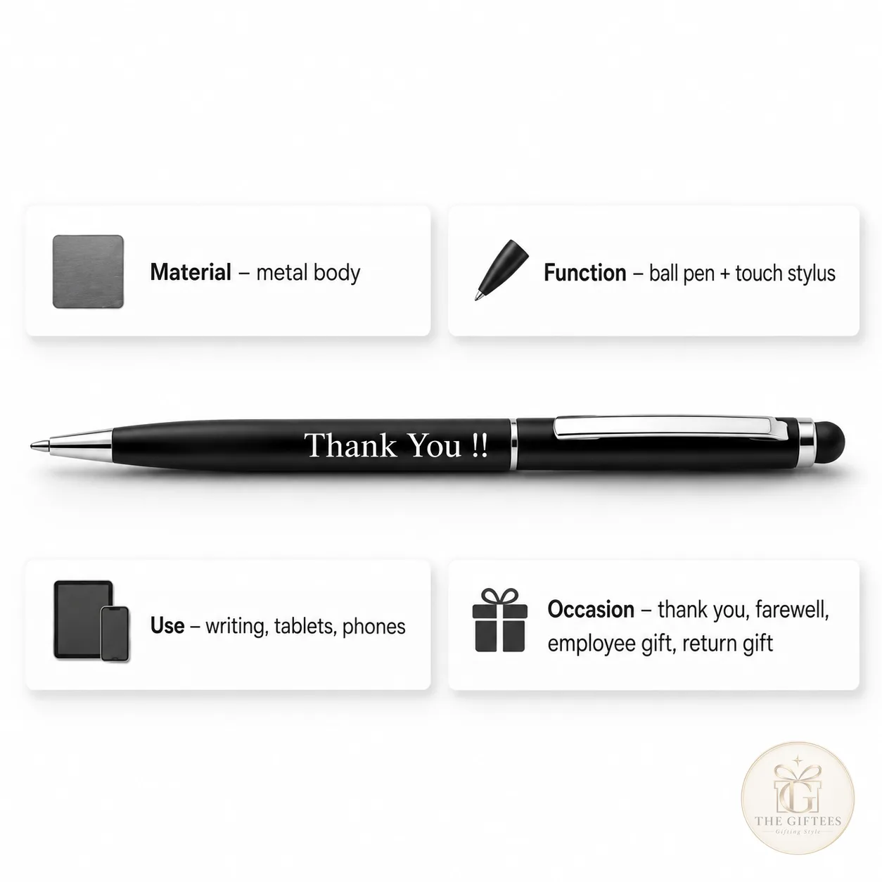 Black pen engraved with Thank You